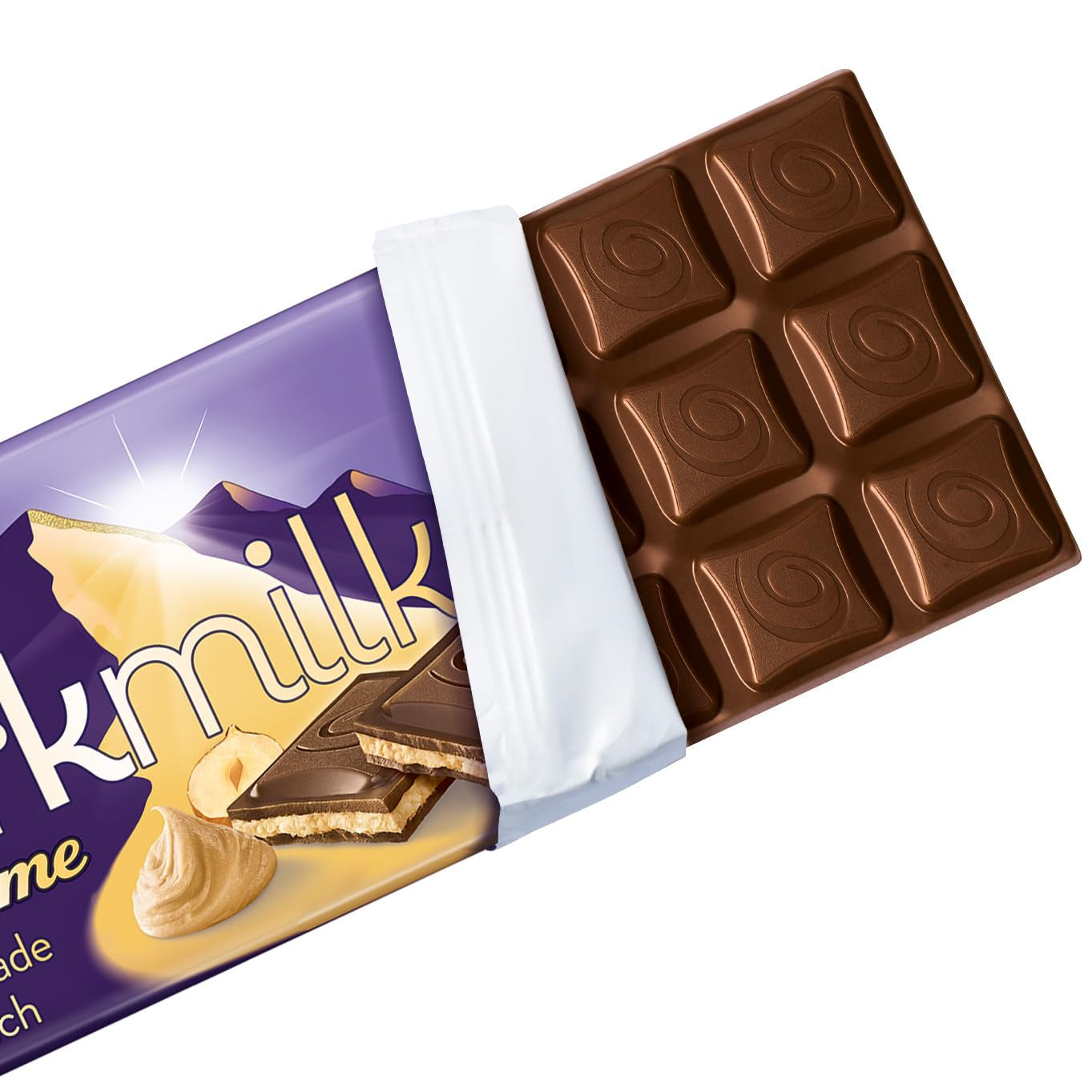 Milka Black Milk – Alpin svart choklad med mjölk och krämig nougatfyllning – 85g