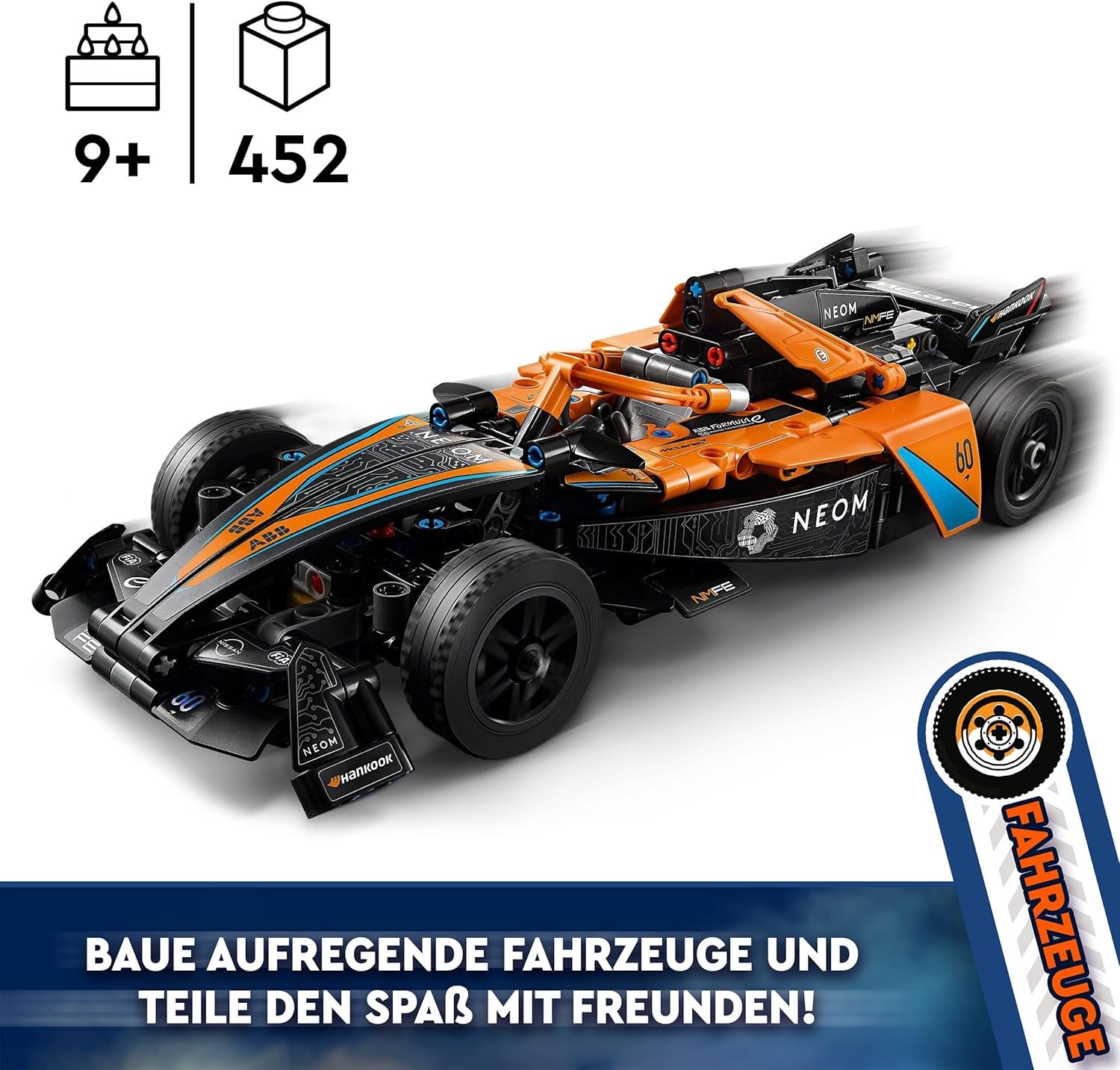 LEGO Technic NEOM Mclaren Formula E racingbil, racerbilleksak för 9 år gamla pojkar och flickor, modellbilsats, inredning för barnrum, födelsedagspresentidé 42169 Byggset Beuche den LEGO-Store