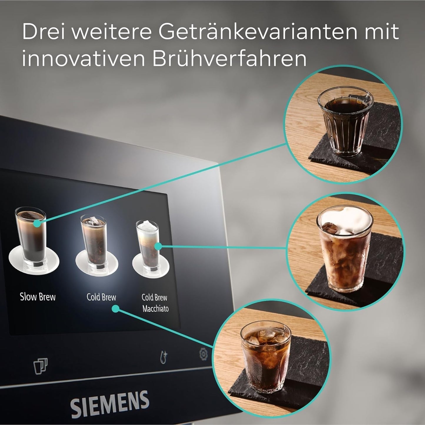 Siemens EQ700 helautomatisk espressomaskin, stor TFT-färgskärm, 36 varma och kalla drycker, kallbryggning, 2 kopparfunktion, appkontroll, automatiskt rengöringssystem, svart rostfritt stål, TQ717D03