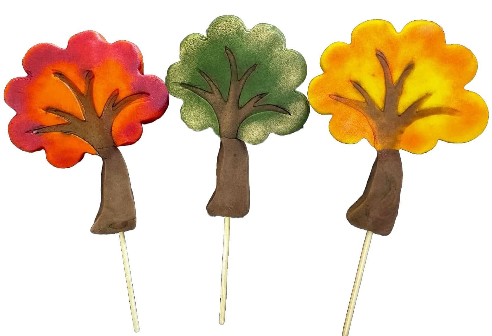 Set med 3 ätliga sockerdekorationer, Autumn Trees Sugar Paste Decorations Naty Shop
