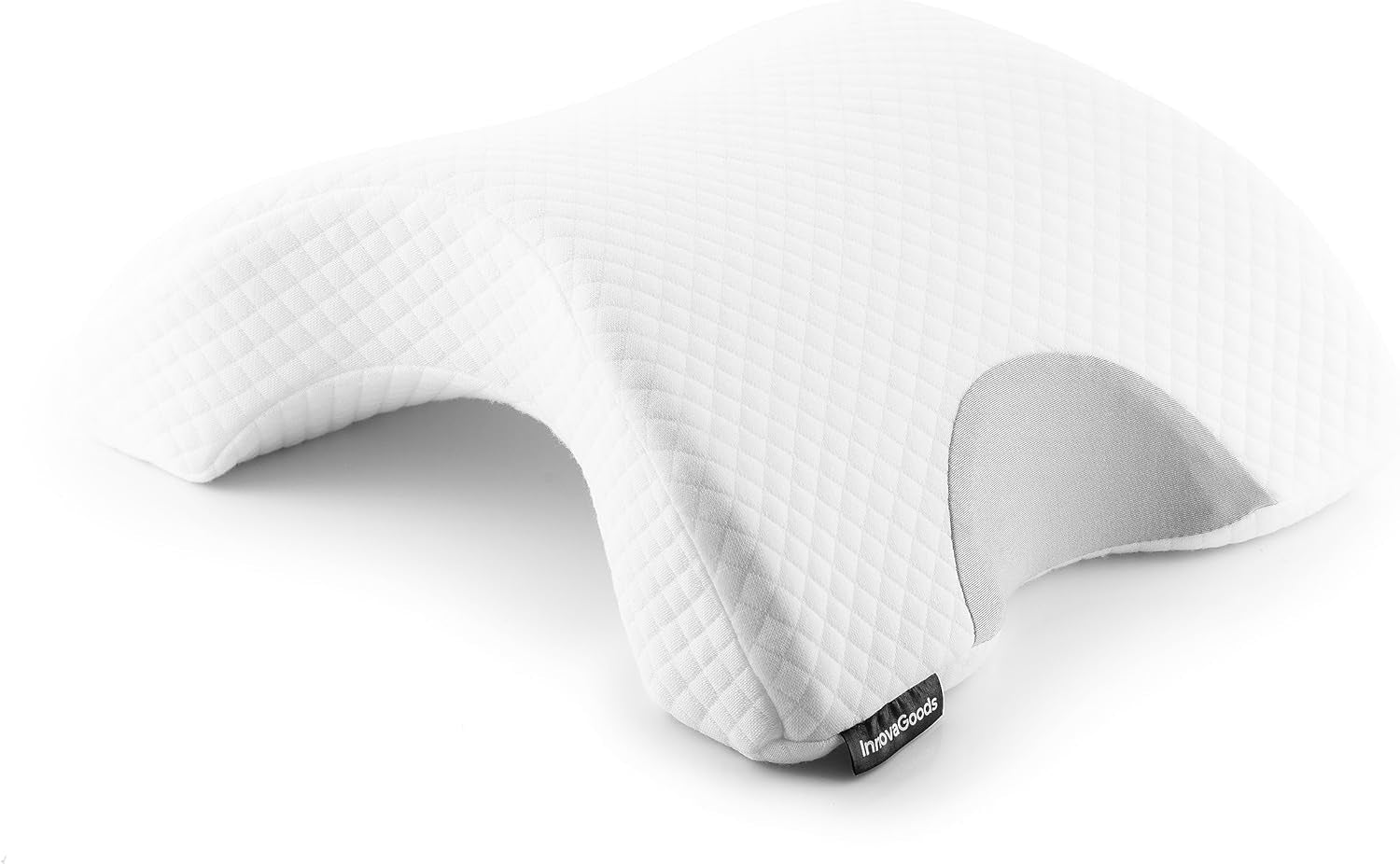InnovaGoods - Viskoelastisk halskudde för par, Ergonomisk design för paravslappning, Memory-skum för tryckavlastning, Avtagbart överdrag, Vit, 36 x 12,5 x 30,5 cm, Memory-skum