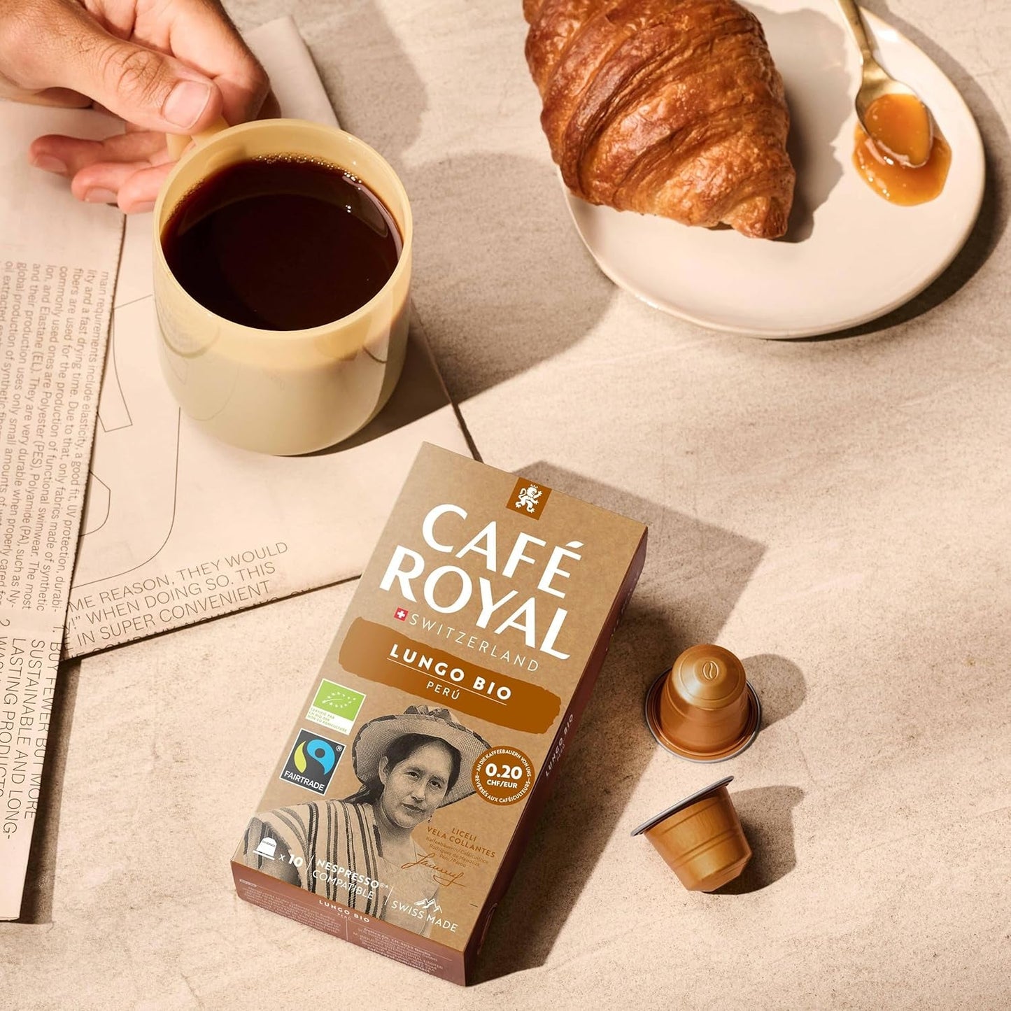 Café Royal Peru Lungo Bio – Nespresso®-kompatibel Kaffeekapseln, 100 % Arabica från Peru, krämig, Intensität 5/12, Fairtrade, 100 Kapseln