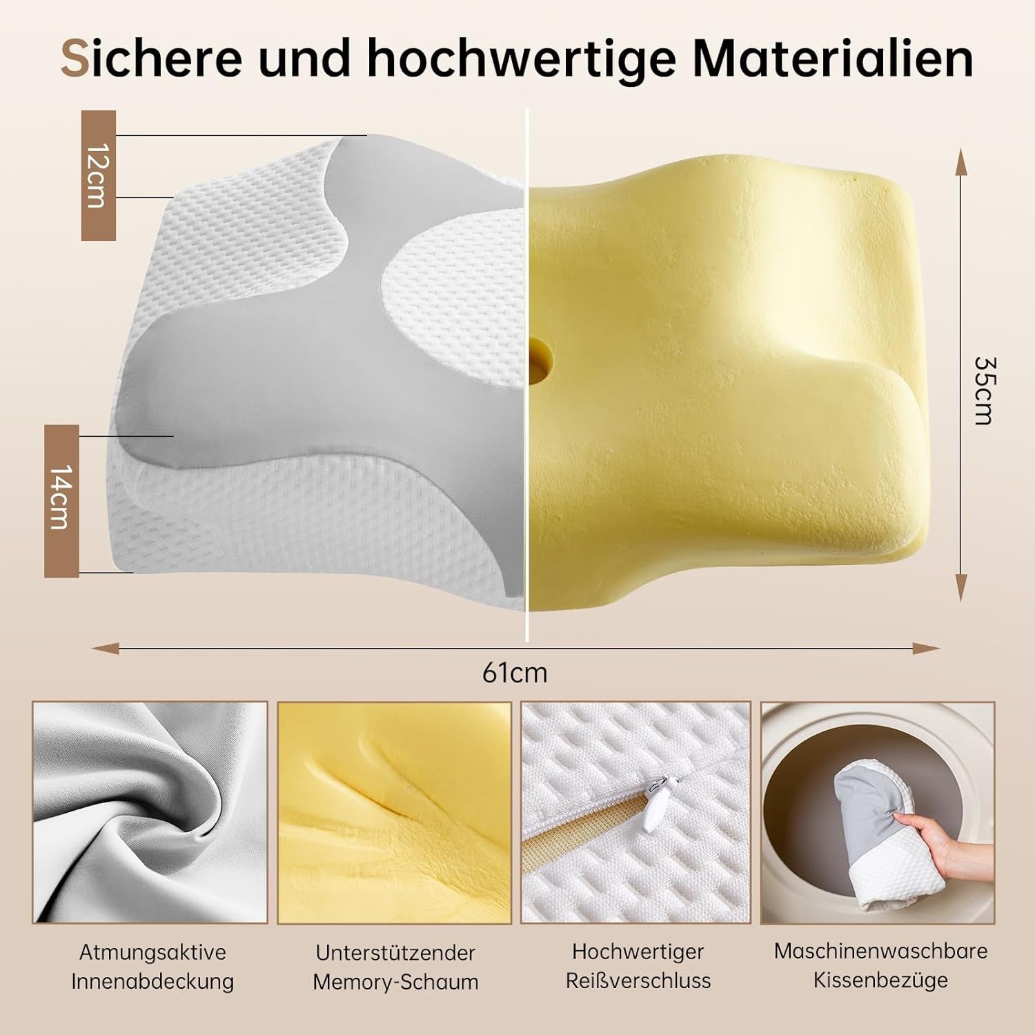 Homyrium Ergonomisk nackkudde Ortopedisk kudde Memory Foam Nackstödskudde Anti Snarkning Kudde Side Sleeper Rygg Magkudde Grå Cervikal Ortopediska Kuddar Naty Shop