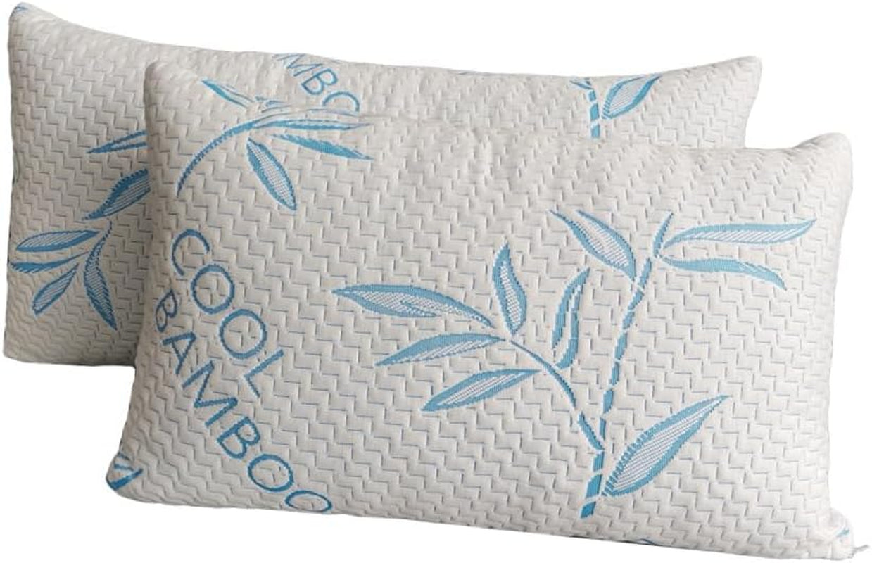 Comfysleep King Size Bamboo Viskos Kudde Kylning Strimlad Memory Foam Justerbar Bamboo Viscose Avtagbart/tvättbart överdrag 2st Naty Shop Standardkuddar Standardtitel