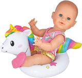Heless 6601 - Henri Unicorn simring för dockor, storlek 28-35 cm, för pool, sjö och badkarsnöje