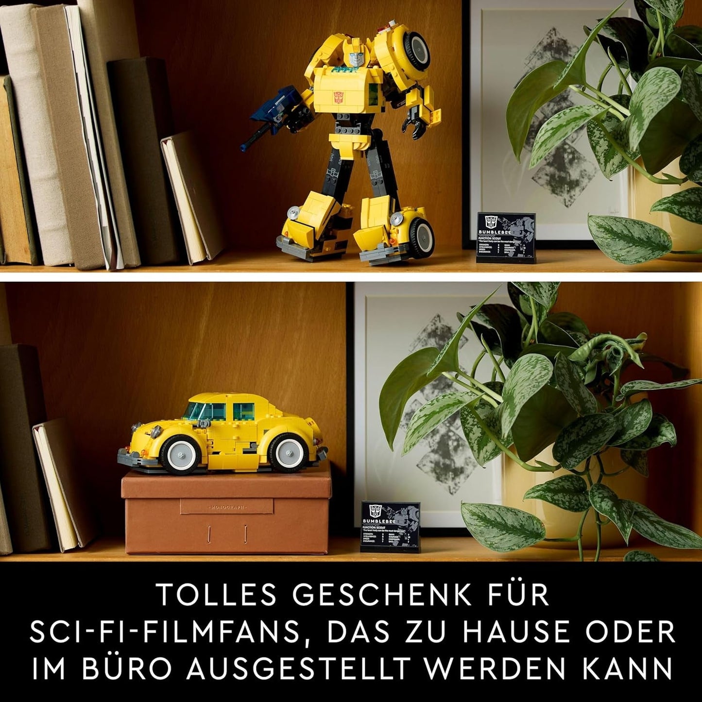 LEGO Icons Transformers Bumblebee, Vuxen samlarrobot Actionfigur, Filmbyggsats för science fiction-fans, Kan förvandlas till en bil, Äventyrsleksak 10338 Byggset Besuche den LEGO-Store