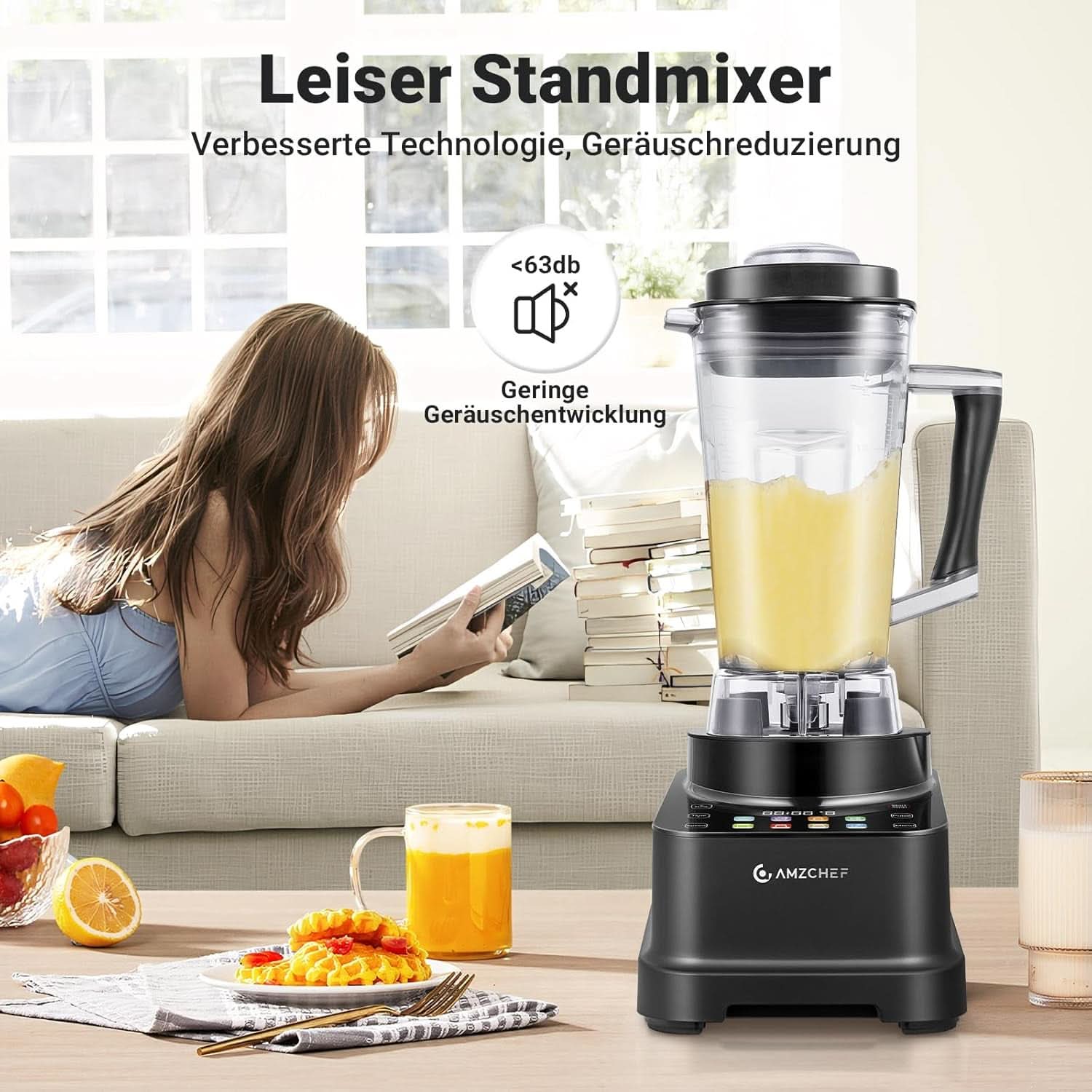 Blender AMZCHEF, 8 smarta menyer och 10 hastigheter, LCD-pekskärm Kitchen Naty Shop