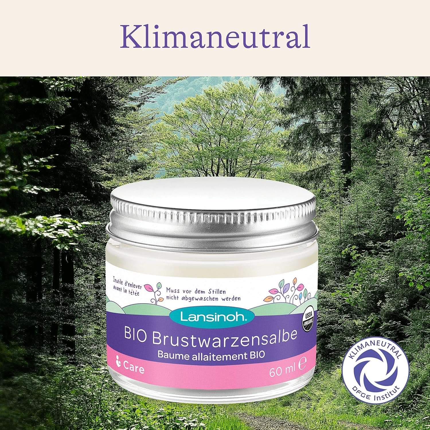 Lansinoh BIO Brustwarzensalbe, 60 Ml - Natürliche Pflege Empfindlicher Brustwarzen Und Trockener Haut - Klimaneutral Tillbehör Mat och amning Baby Naty Shop