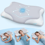 Cloudétoile Nackkudde Memory Foam Kudde - 2 i 1 Ergonomisk ortopedisk kudde Visco Foam Kudde Side Sleeper Nackstöd Kudde Höjd Justerbar Memory Foam Kudde Vit 64X38X12cm Cervikala ortopediska kuddar Naty Shop Grå 65X39X12 Cm