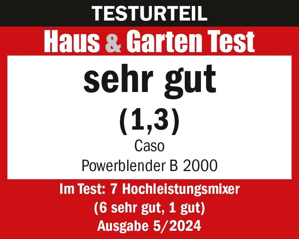 CASO Powerblender B 2000 - Profi Standmixer, 30 000 U/Min, 2000 Watt, Bruchsicherer Tritan-Mixbehälter (2 L), Bpa-Frei, Pulse-, Shake-, Smoothie-Funktion, 8-Fach Messer-System Mit Titanbeschichtung Kitchen Naty Shop