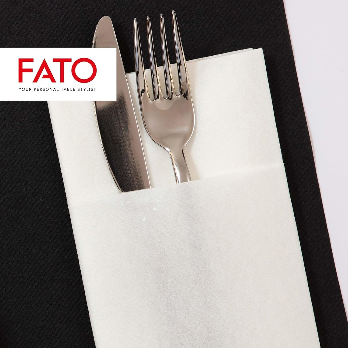 Fato - torra pappersservetter, luftlagda, tygeffekt, paket med 50 servetter, storlek 40X40 vikta i 4, färg svart