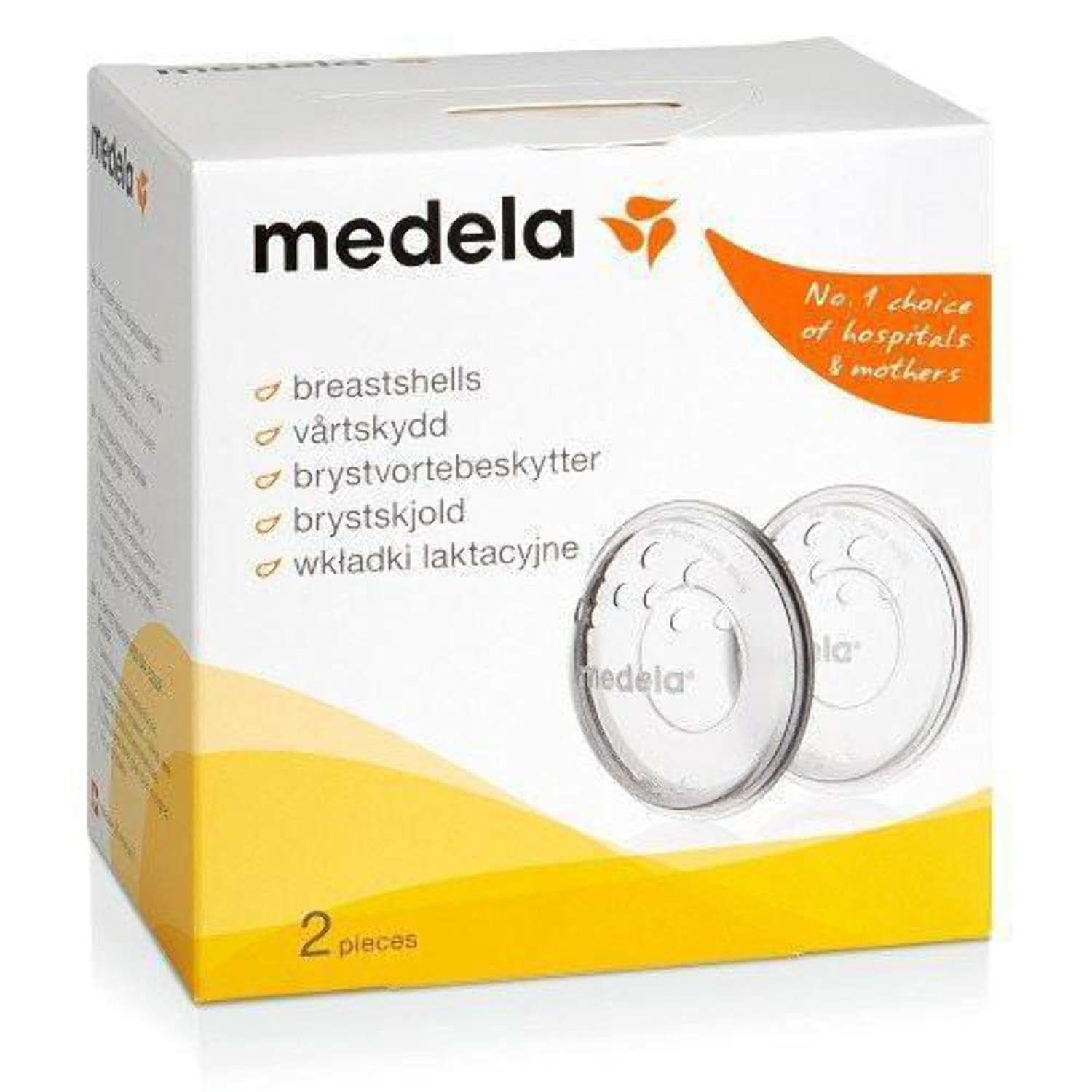Medela bröstskal - BPA-fria, tillverkade av mjuk silikon, med ventilationshål som andas, inkluderar 2 skal Tillbehör Mat och amning Bebe Naty Shop