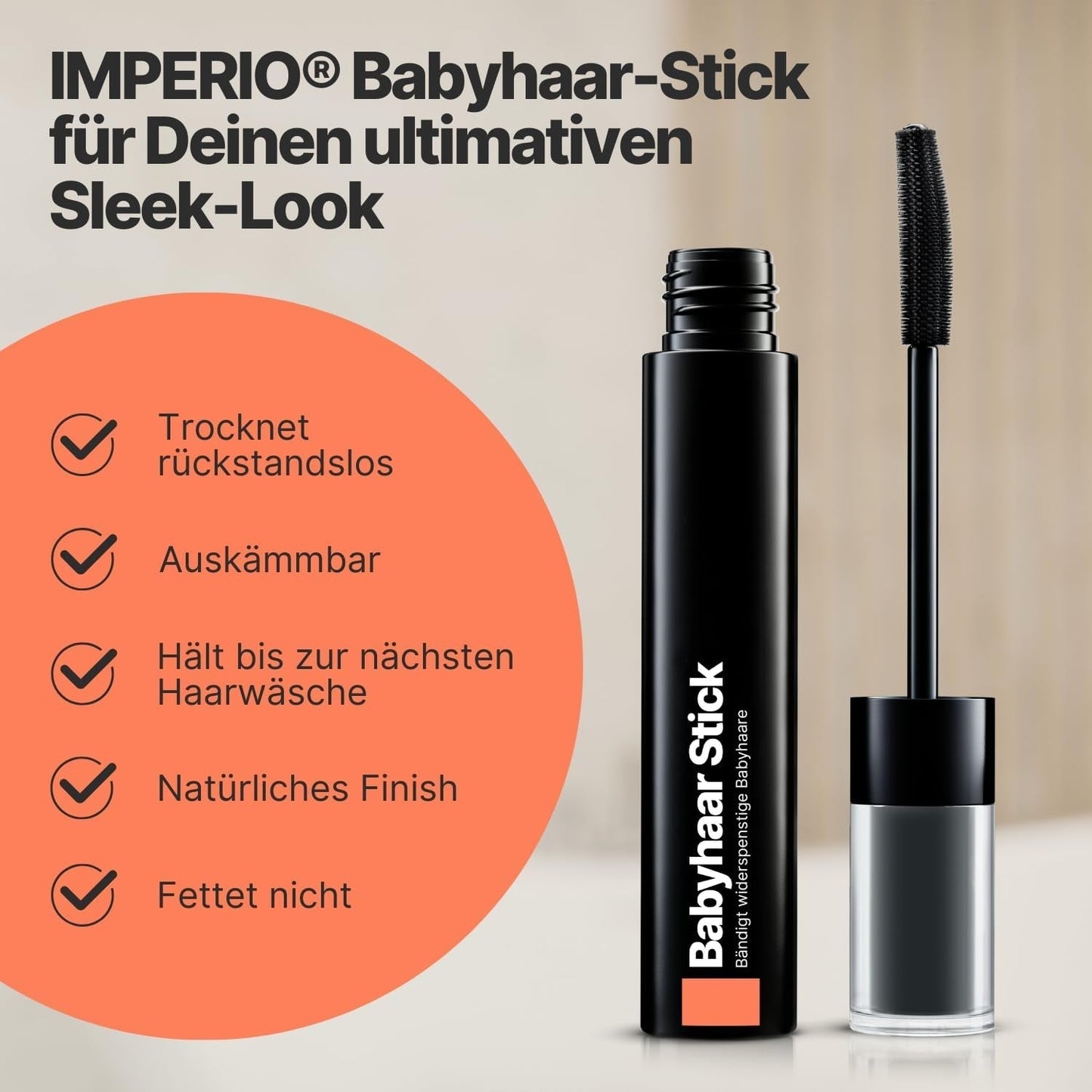 IMPERIO Hair Finishing Stick för babyhår - Premiummascara för babyhår för att tämja fint och trasigt hår - 12ml Transparent Hårfärgning Naty Shop
