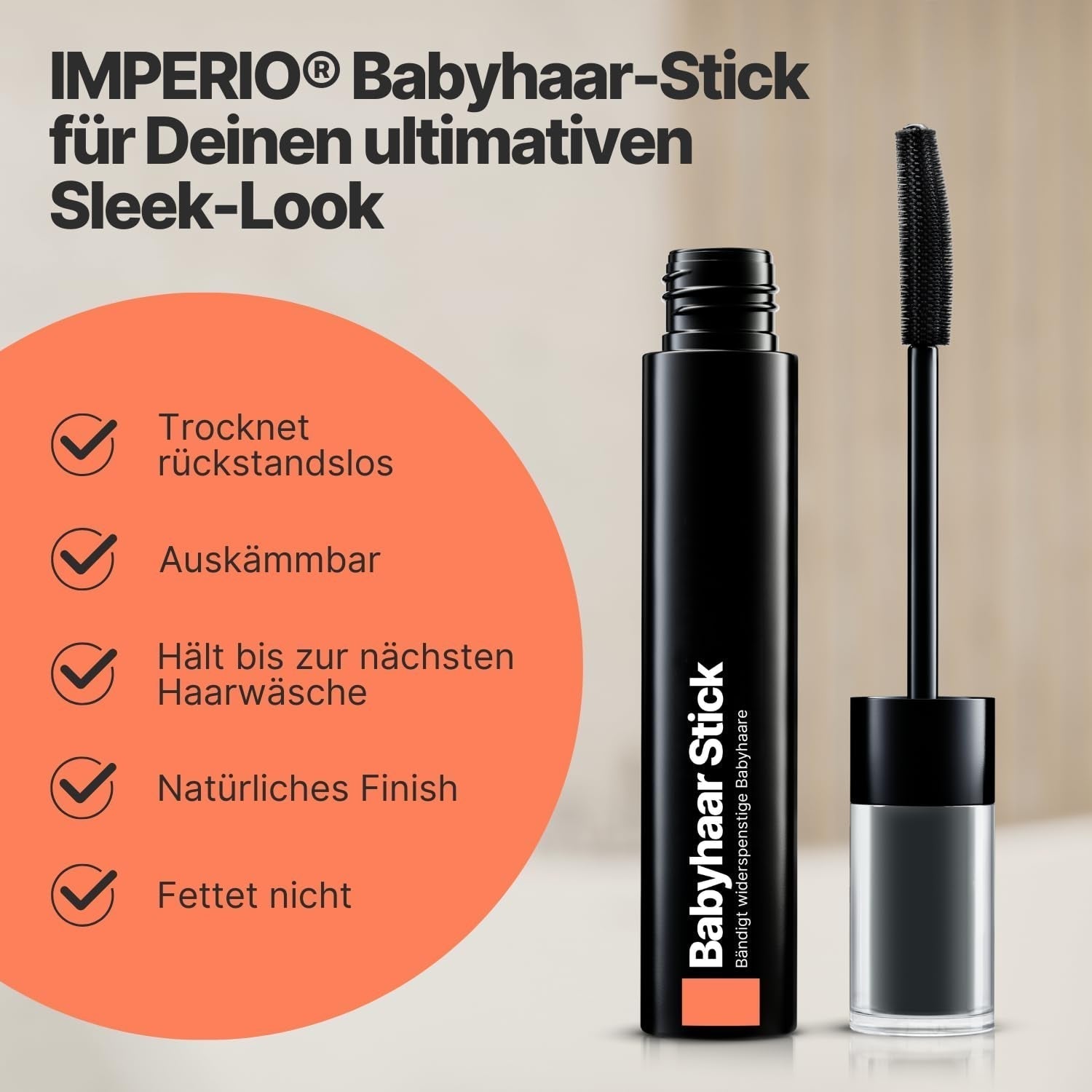 IMPERIO Hair Finishing Stick för babyhår - Premiummascara för babyhår för att tämja fint och trasigt hår - 12ml Transparent Hårfärgning Naty Shop