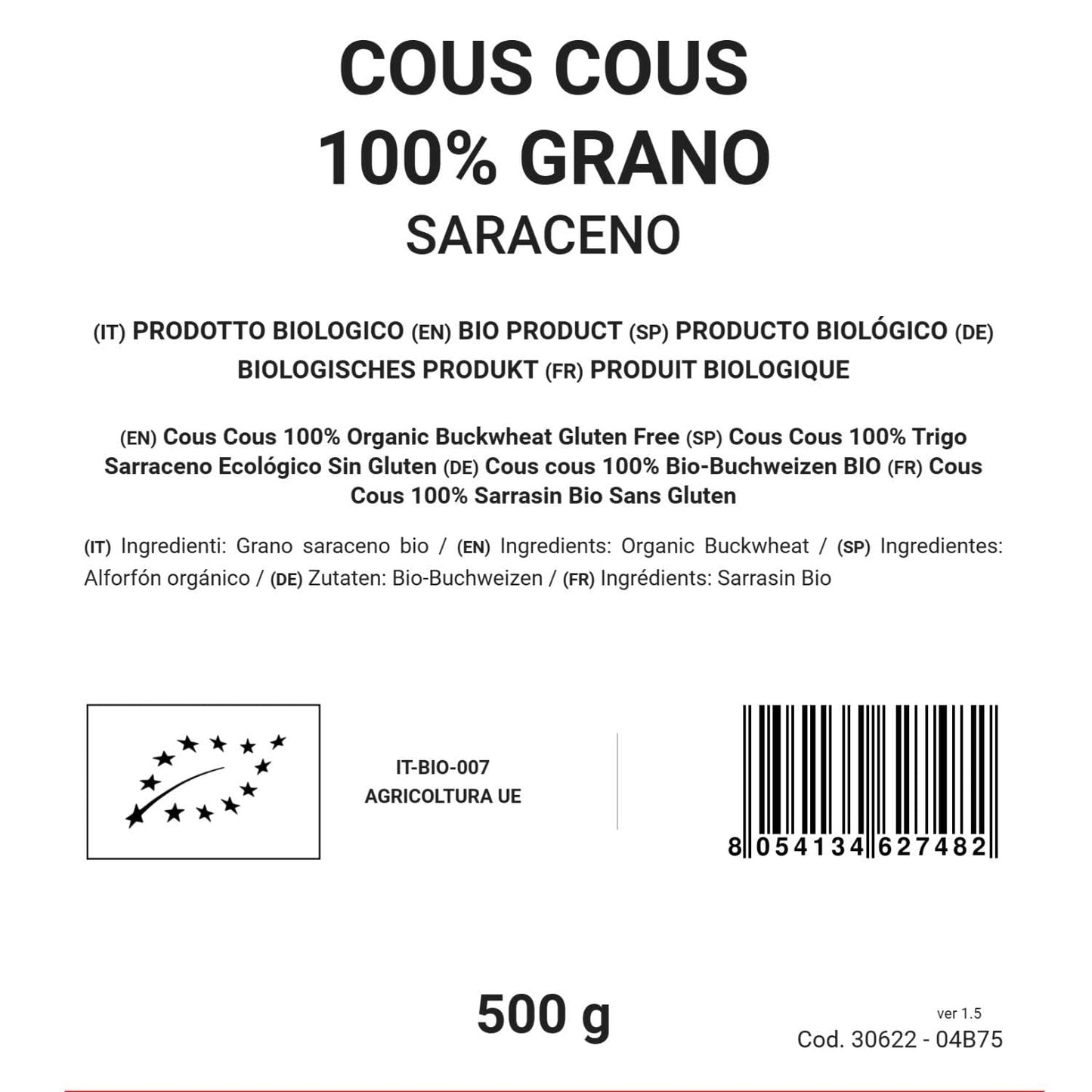 100% ekologisk bovete couscous, 500g, glutenfri