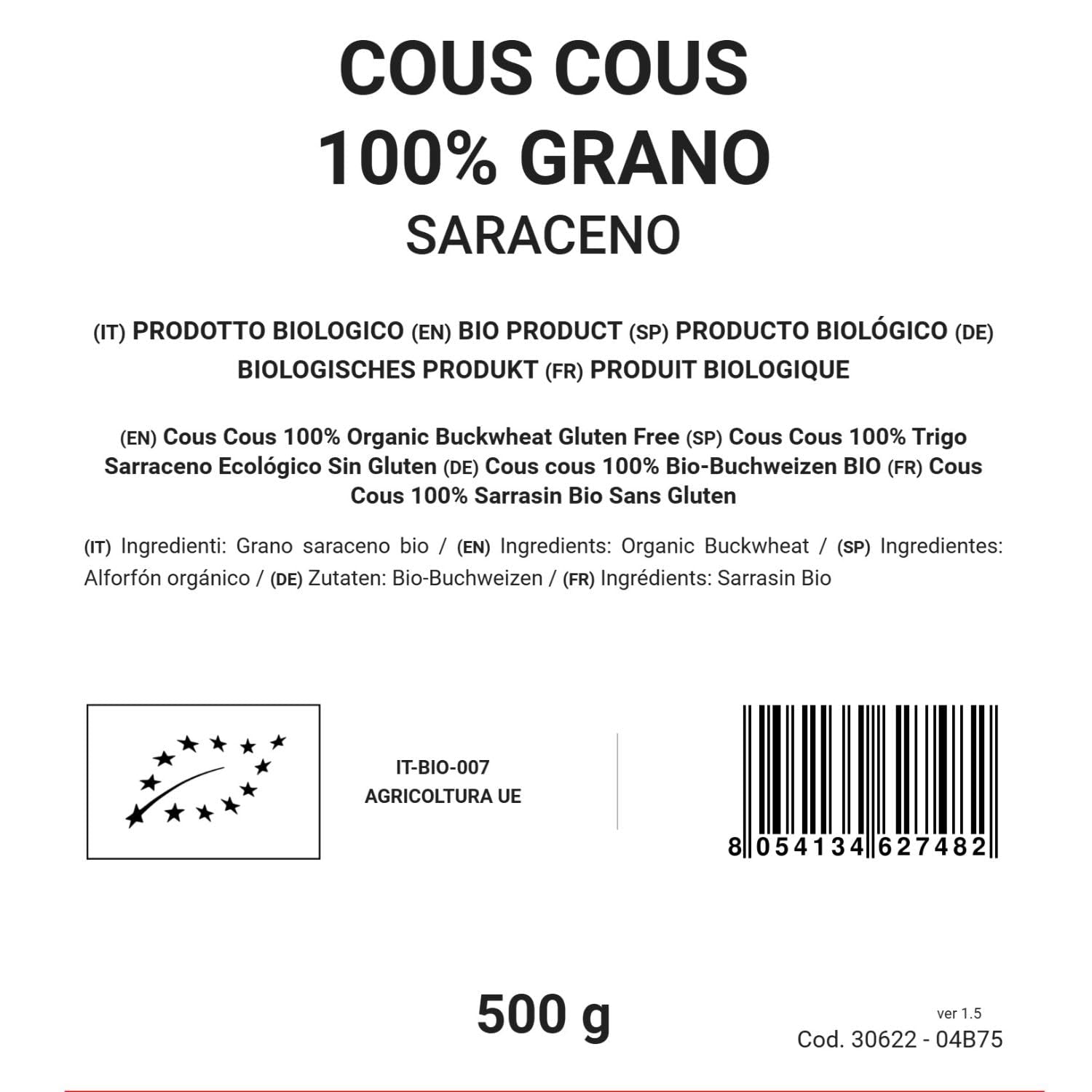 100% ekologisk bovete couscous, 500g, glutenfri