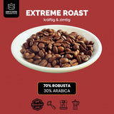 KING'S COFFEE - EXTREME ROAST - Espresso Intenso bönor - mycket låg syra - liten sats rostning från Italien - kaffebönor för helautomatiska maskiner och portafiltermaskiner - 1 kg