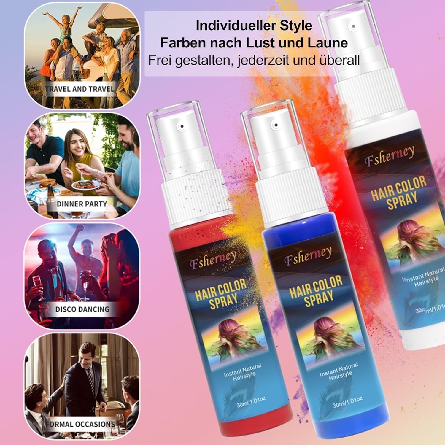 Hårsprayfärg - 30 ml tillfällig grön hårfärgsspray, naturlig hårfärgning tillfällig hårfärgsspray, tvättbar hårfärg för fest Cosplay Halloween (grön) Naty Shop hårfärgning