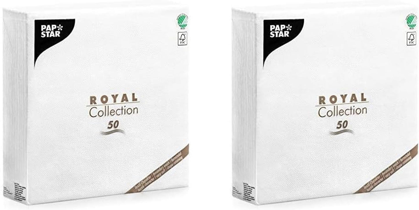 Papstar, 50 servetter "ROYAL Collection" 1/4-faldigt 48 Cm X 48 Cm Vit, #11577