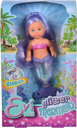 Simba 105733482 - Evi Love Glitter Mermaid, sjöjungfrudocka med stjärtfena som lyser när den skakas. Endast EN vara tillhandahålls.