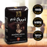 Café Crème Kaffeebohnen, würzig, kräftig, intensiv och gehaltvoll, Arabica och Robusta, Schweizer Trommelröstung, ganze Bohnen für Volllautomaten Schümli Royal 1 kg