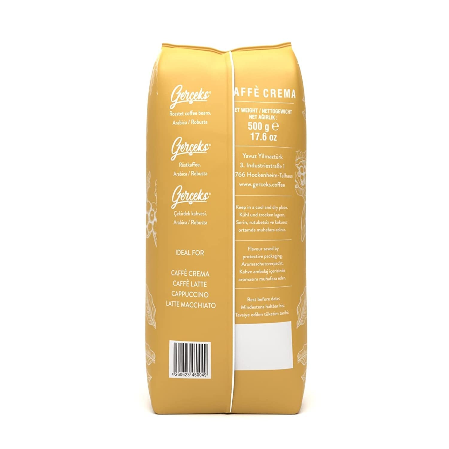 Caffe Crema E Aroma Kaffeebohnen 2kg (4x500g), Barista Kaffee schokoladig und säurearm, Espressobohnen kräftig, Bohnenkaffee mit Arabica und Robusta, fin Crema, ideal für Milchkaffee