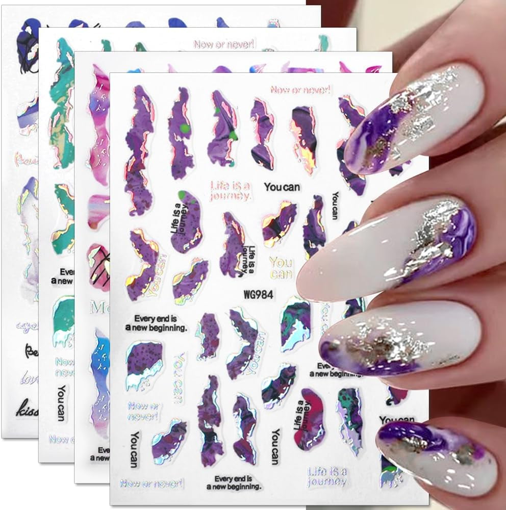 6 färger marmor nagelklistermärken bronzer silver självhäftande klistermärken bloom marmor nagel klistermärken 3D marmor nagel klistermärken design tillbehör nagel konst klistermärken nagel klistermärken set nagel folie
