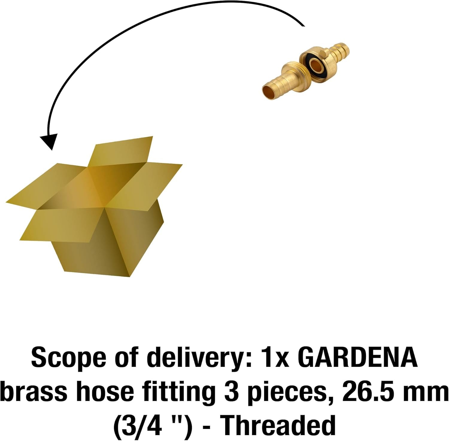 Gardena mässingsslangkoppling, 3 delar: Slangförlängningskoppling, 26,5 mm (G 3/4 tum) gänga, för 13 mm (1/2 tum) slangar (7151-20)