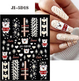 5 Blatt 3D Nagelsticker Weihnachten Nagelaufkleber 5D Stereoskopisk Selbstklebend Schneeflocke-Weihnachtswinterurlaub Nail Art Sticker Dekoration Nageldesign Zubehör
