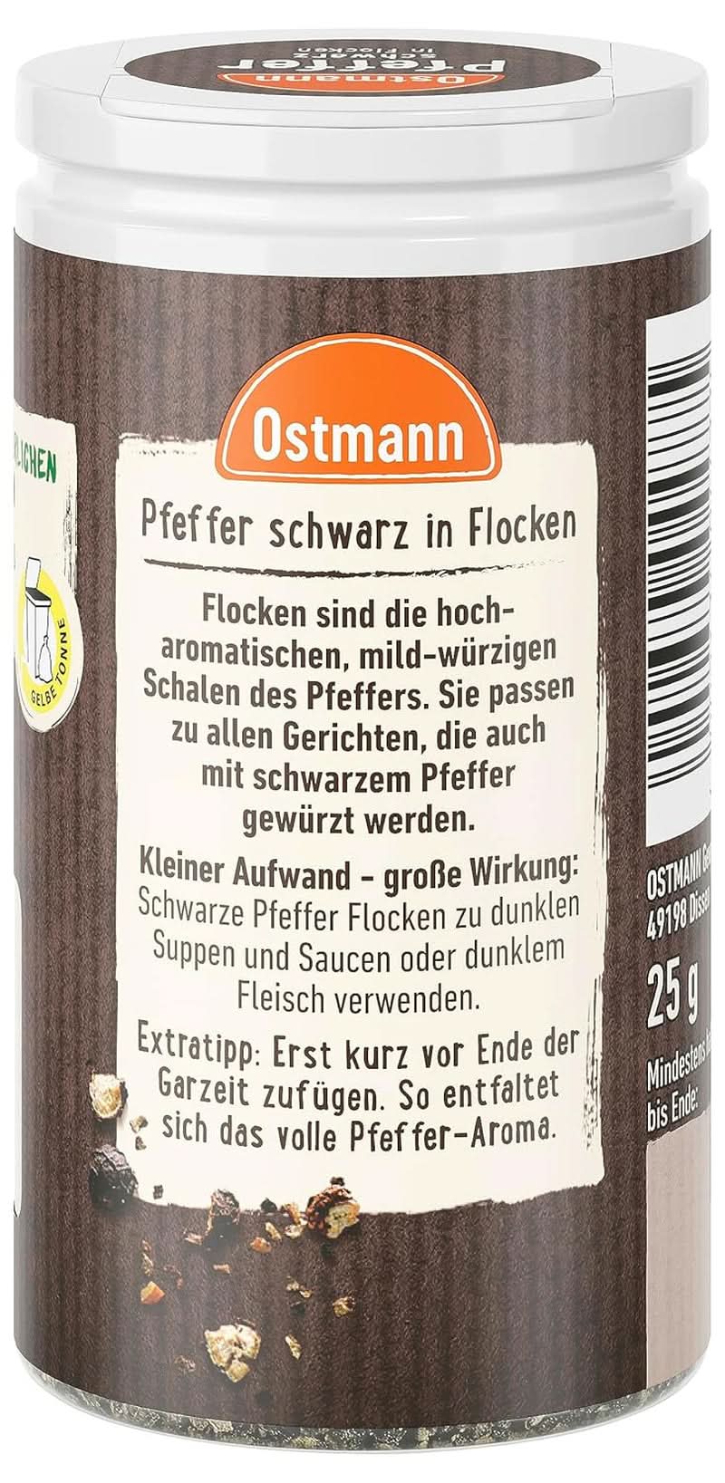 Ostmann - Svartpepparflingor, 25 gram Condimente Naty Shop
