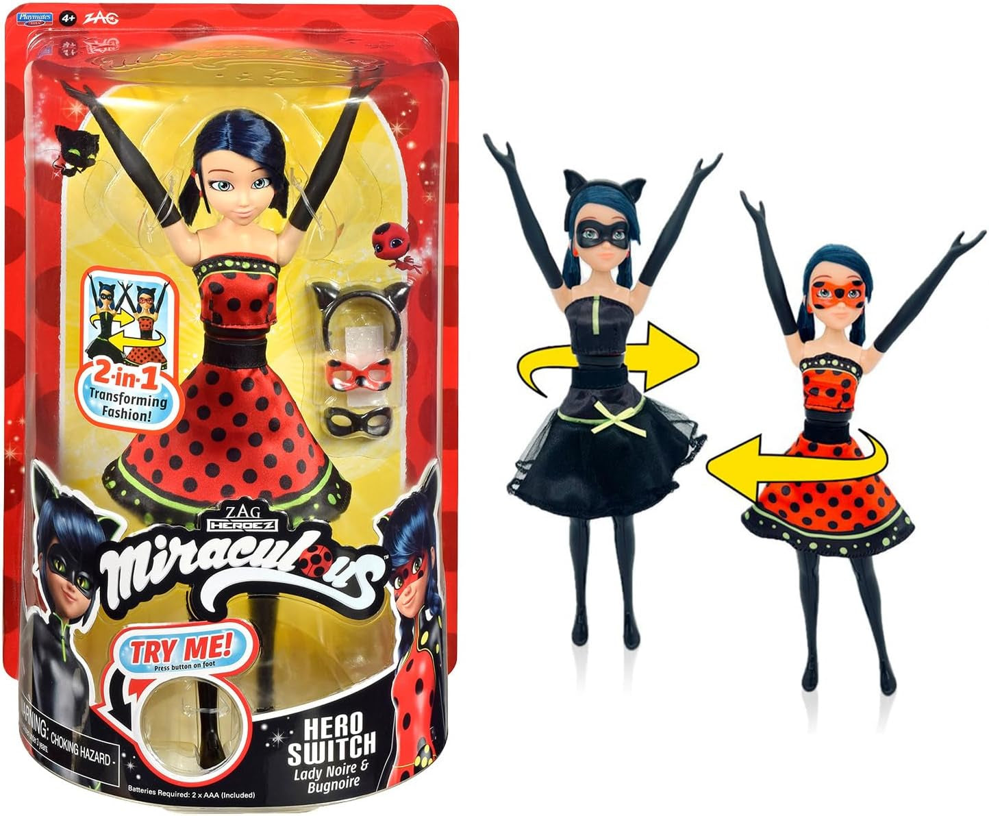 Bandai - Miraculous Ladybug - Docka Marinette Color Change Surprise - Miraculous Jointed Doll, 26 Cm + 3 överraskningar - Slumpmässigt mönster - P50390 Naty Shop Dolls Transforming Ladybug Doll