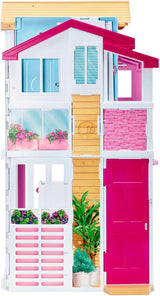 Barbie House Dream Villa 3 våningar 5-rums radhus inklusive tillbehör som möbler, hopfällbar och förvaring, leksaker från 3 år, DLY32 Naty Shop Dockhus
