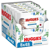 Huggies naturligt biologiskt nedbrytbara våtservetter för känsliga bebisar, 8 x 48 våtservetter, bulkpack