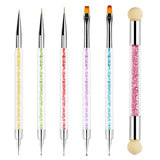 Sularpek 6 Stück Nagel Pinsel, Nagel Pinsel, Pinsel Nageldesign, Nagel Pinsel Set, Nail Art Dotting Tools Mit 1 Sponge Brush Applikator, Nageldesign Zubehör Für DIY Nail Art Design