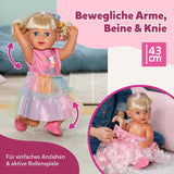 BABY born Carla - 43 cm docka - högkvalitativt blont hår med trådar - inga batterier krävs - lämplig för barn från 4 år och uppåt - innehåller 7 tillbehör, rosa