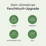 LILLYDOO Gröna våtservetter, 600 antal (10 x 60), 100 % plastfri tårbeständig våtservett - Doftfri, skonsam och naturlig, skonsam rengöring för känslig hud, dermatologiskt testad