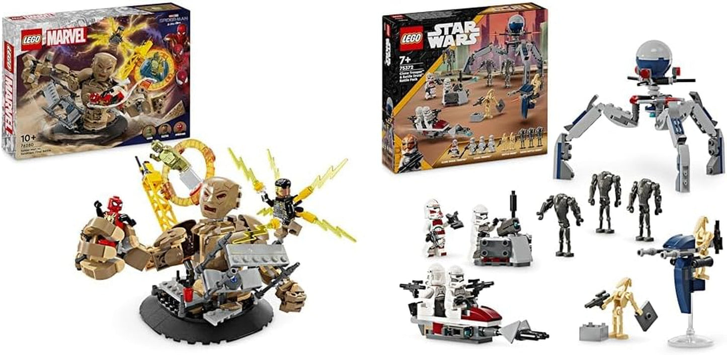 LEGO Marvel Spider-Man vs. Sandman: Showdown Superhjälteleksak med figurer inklusive ödla och elektrorollspel Byggleksak Present för actionentusiaster pojkar och flickor 76280 Byggset Beuche den LEGO-Store Clone Trooper Battle Pack