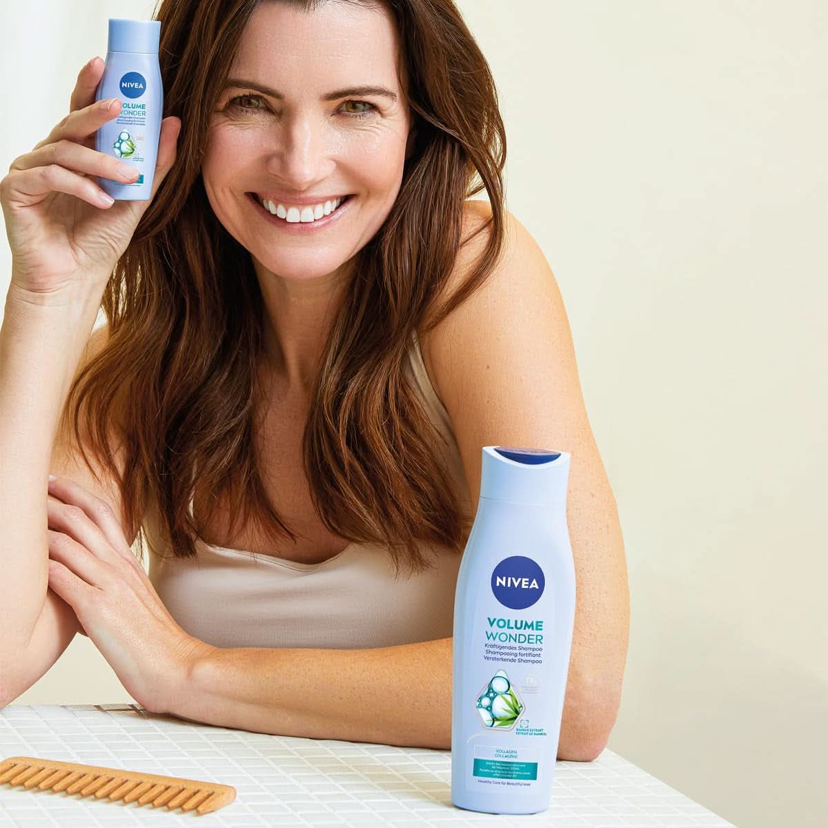 NIVEA Volume Wonder Strengthening schampo, volymgivande schampo, 50 ml dusch och bad Naty Shop