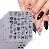 5 st Halloween 3D-nagelklistermärken, 5D stereoskopiska nagelklistermärken, nageldekorationer, nageldesigntillbehör