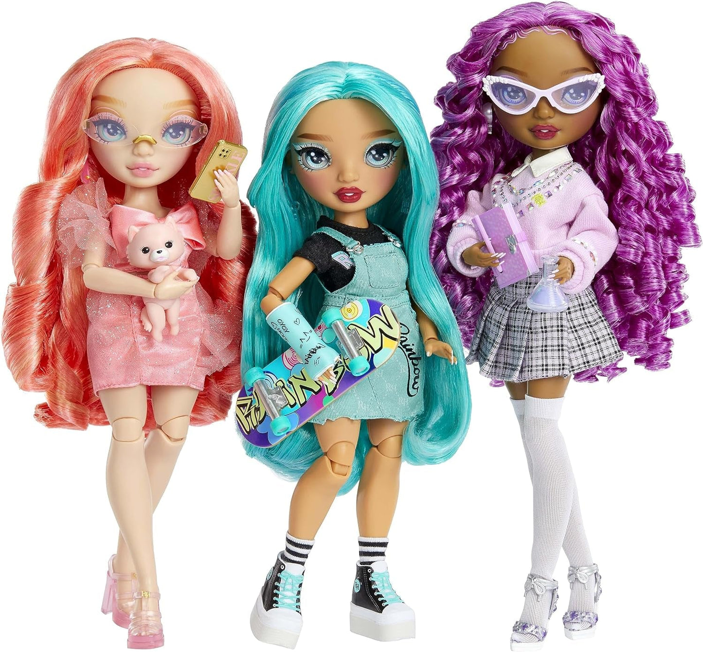 Rainbow High Fashion Doll - Pinkly Paige - Rosa modedocka i en modeoutfit - med glasögon och över 10 färgglada lektillbehör - Idealisk för 4-12 åringar och samlare