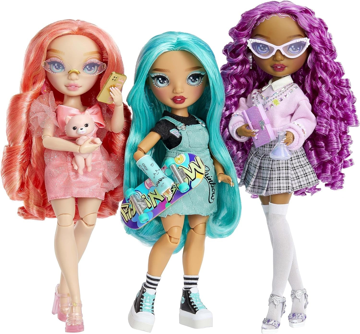 Rainbow High Fashion Doll - Pinkly Paige - Rosa modedocka i en modeoutfit - med glasögon och över 10 färgglada lektillbehör - Idealisk för 4-12 åringar och samlare