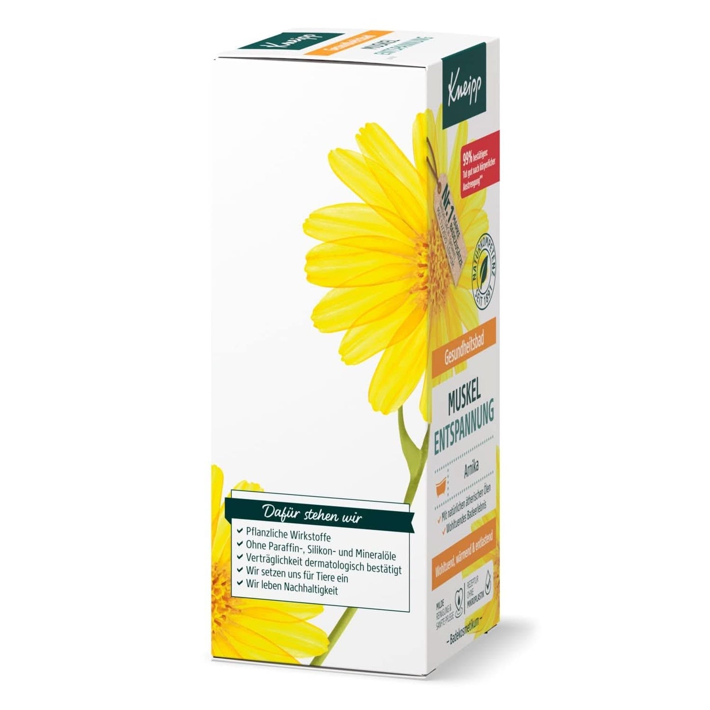 Kneipp hälsobad, muskelavslappning, badolja med arnicaextrakt och eteriska oljor från Cabreuva, rosmarin och pinus arter, vitaliserar och läker efter fysisk ansträngning, 100 ml Naty Shop