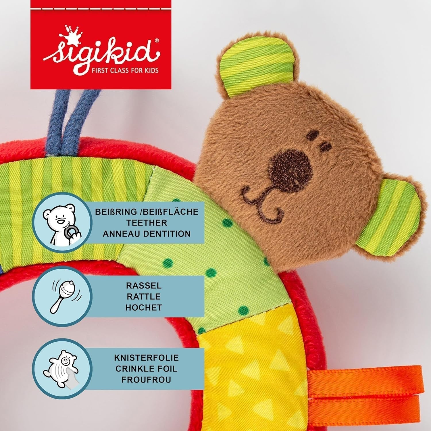 SIGIKID 40490 Aktiv ring Babyaktivitet PlayQ Leksak för flickor och pojkar rekommenderas för barn från 3 månader flerfärgad Babyleksaker Naty Shop