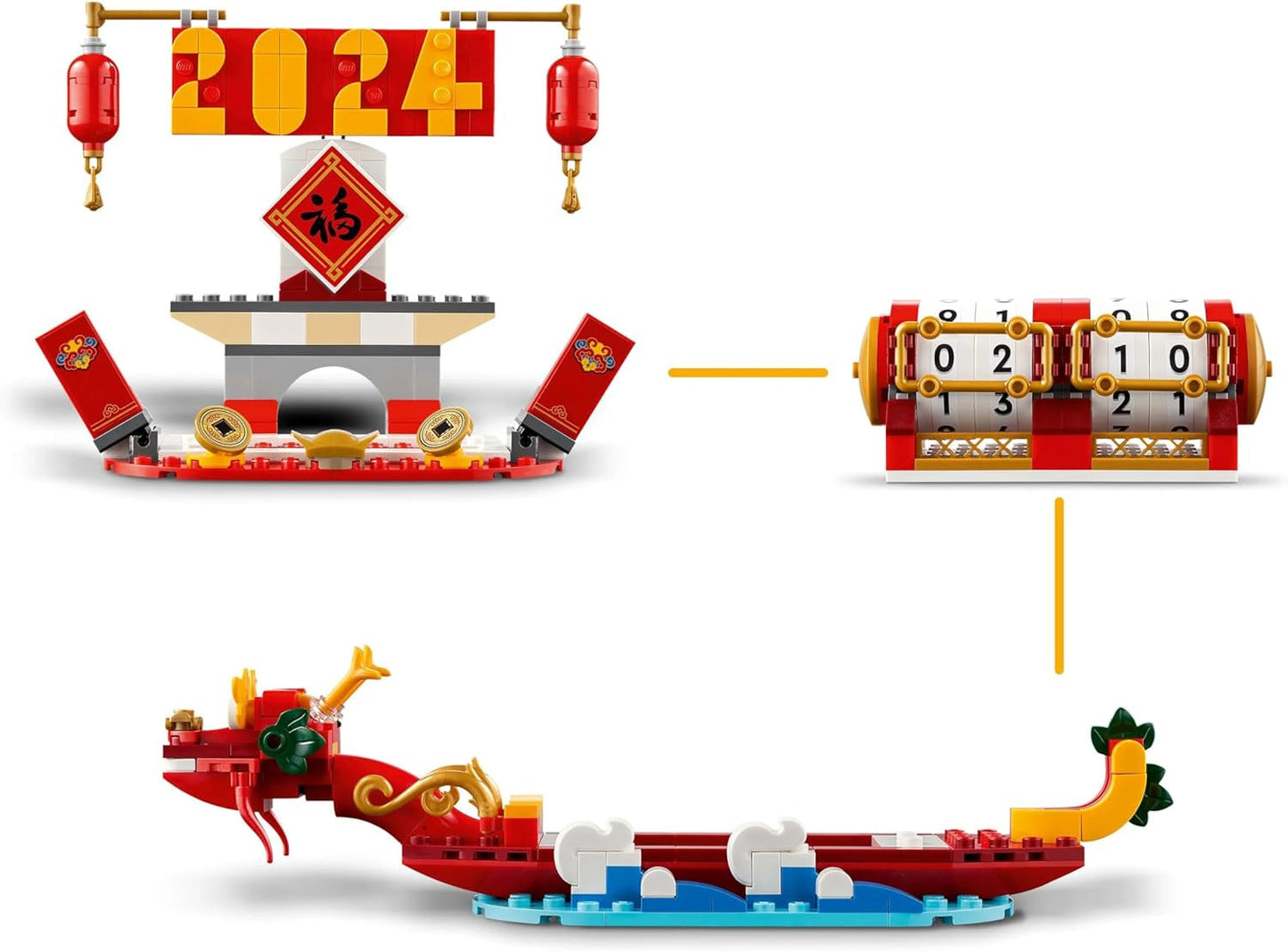 LEGO semesterkalender, kinesisk julklapp för pojkar och flickor, byggset för månnyår, låter barn leka fantasifullt, festleksak, dekoration för kinesiskt nyår 40678 Byggset Besuche den LEGO-Store