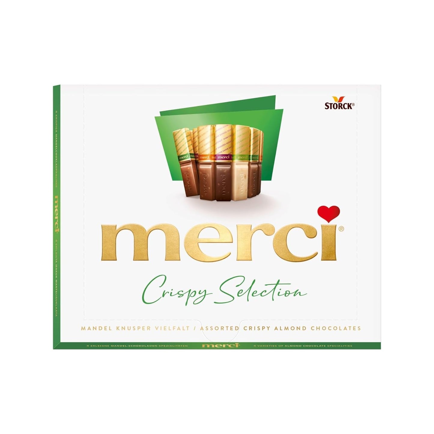 merci Finest Selection Mandel Crunch Variety – 1 x 250 g – Raffinerade specialiteter med nötter och choklad – Fyllda och ofyllda praliner