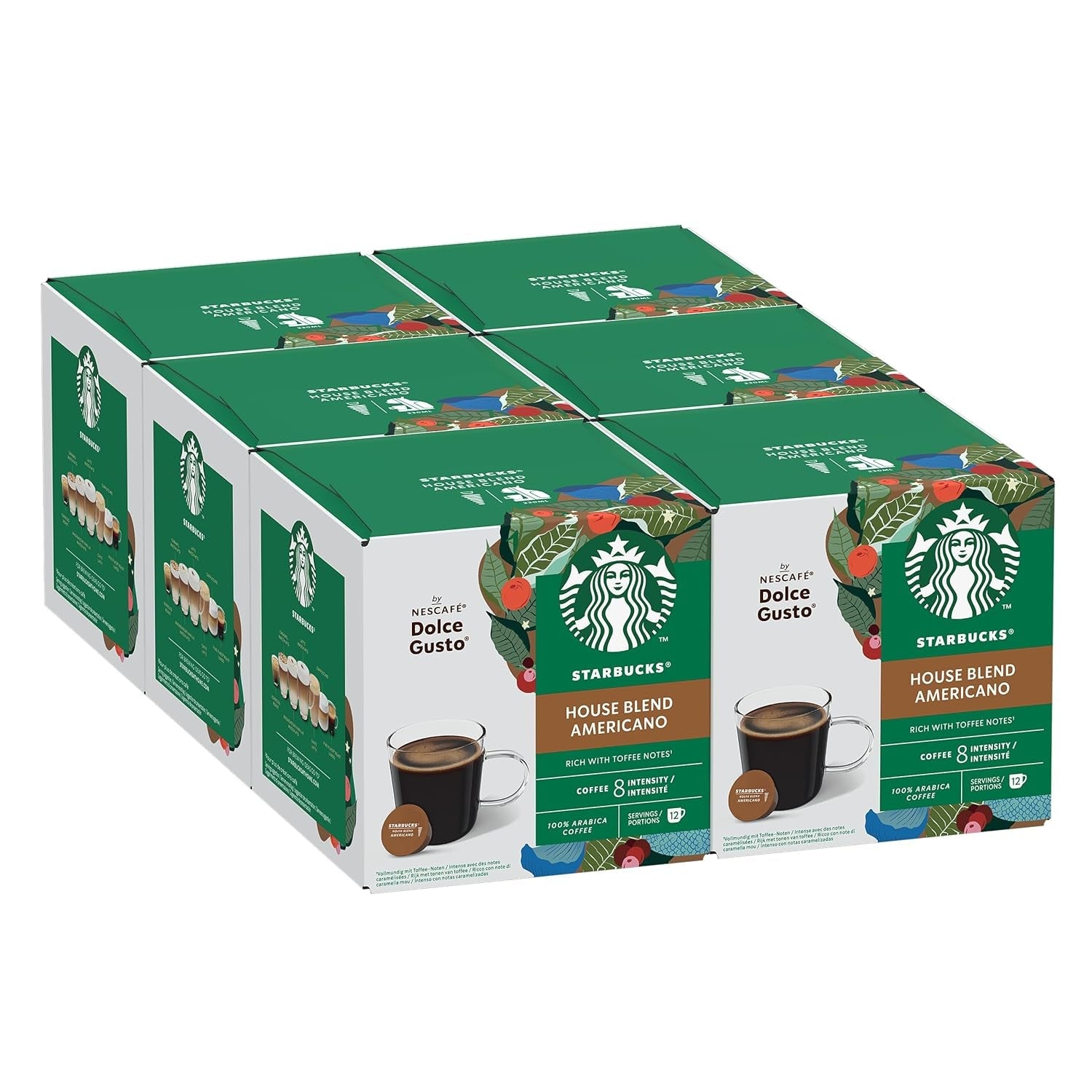 STARBUCKS House Blend av Nescafé Dolce Gusto, Mittlere Röstung, Kaffeekapseln 6 x 12 (72 Kapseln)