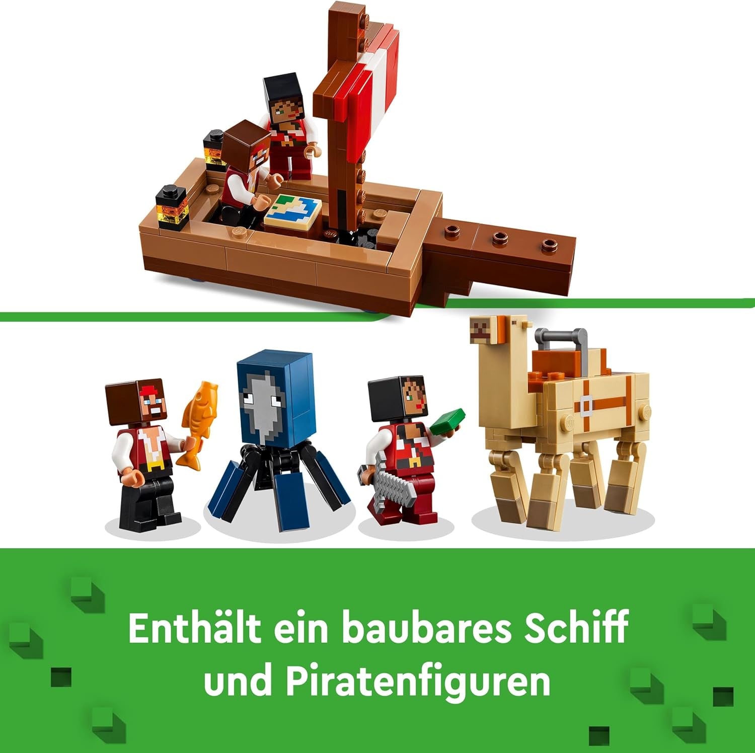 LEGO Minecraft Piratskeppet Voyage Bläckfisk och kamel Piratfigur Leksaksskeppsbyggnad Rollspel Present för pojkar och flickor 8 år 21259 Byggset Besuche den LEGO-Store