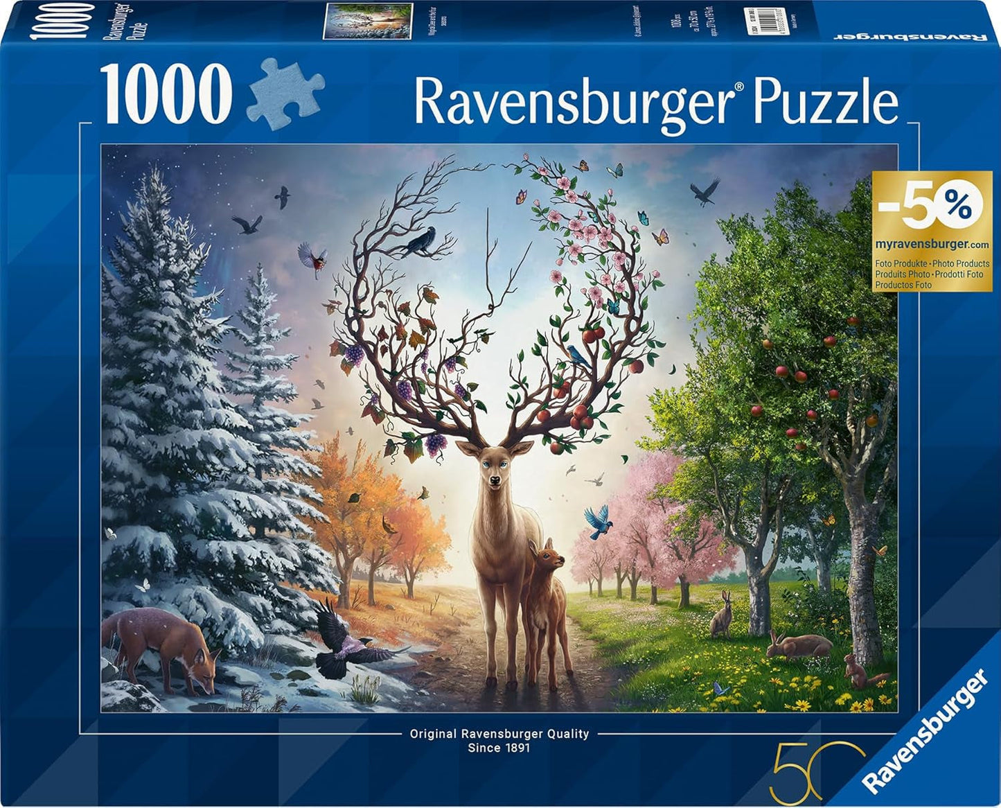 Ravensburger Puzzle 12001088 - The Magic Deer and the Four Seasons - 1000-bitars pussel för vuxna 14+ Puzzle Naty Shop