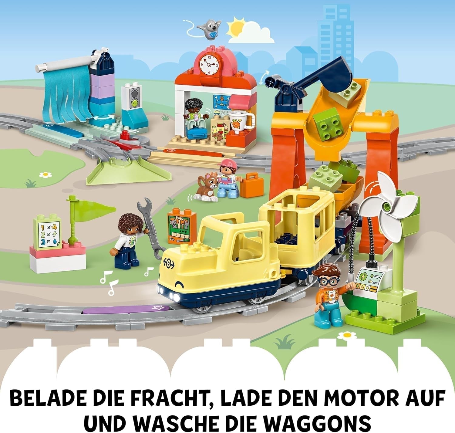 LEGO DUPLO Town Stor interaktiv järnväg, Byggleksak för småbarn 3 år gamla, Push & Go-lokomotiv med ljus och ljud, Spårdelar, Pedagogisk leksak för förskolebarn 10428 Byggset Beuche den LEGO-Store