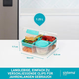 Bento Box TO GO matlådesystem med fack | 1,25 L matlåda med yoghurt/fruktbehållare | för barn och vuxna l | BPA-fri Minty Teal [21685-8T], mintgrön Naty Shop matförvaringslådor